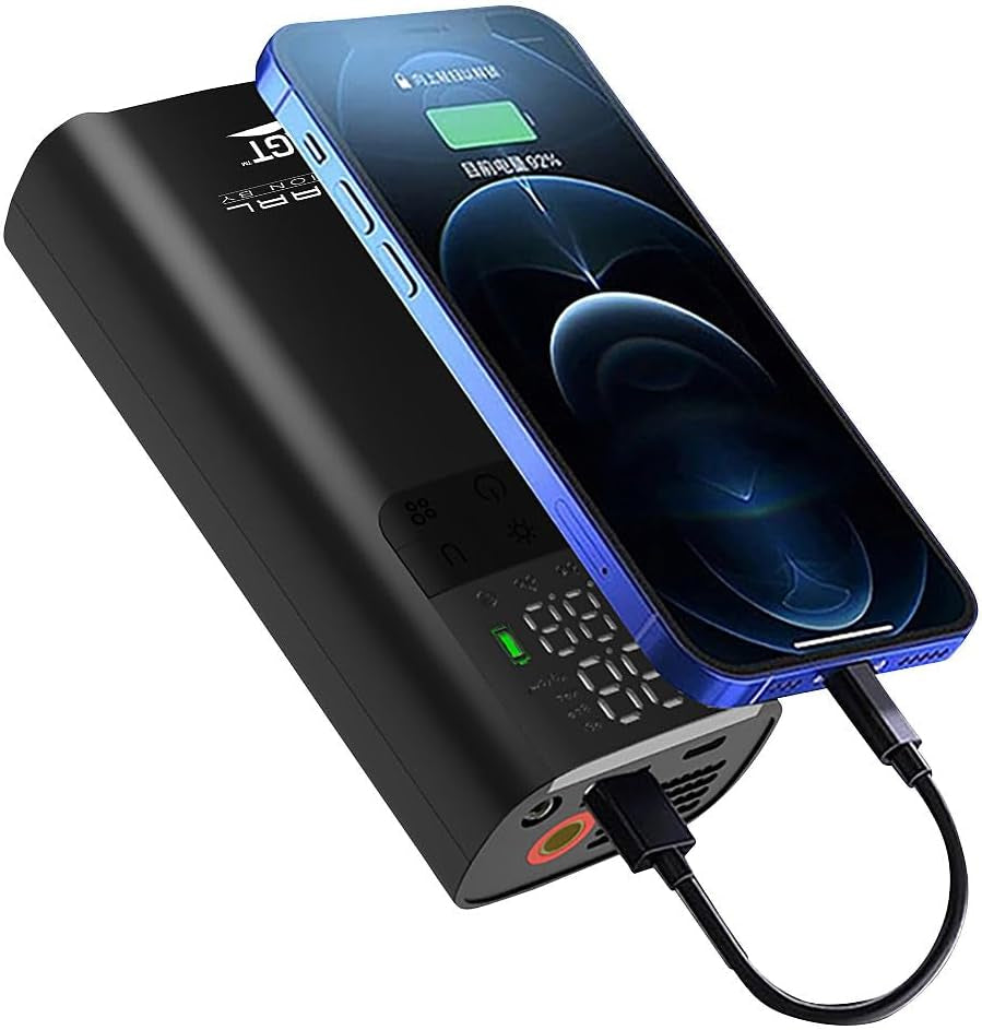 AGT Akkucompressor: Akku-Kompressor-Luftpumpe, Mit 2.000 Mah Und Led-Display, Bis 150 Psi (Akku Kompressor Pumpe, Usb Kompressor, Taschenlampe)
